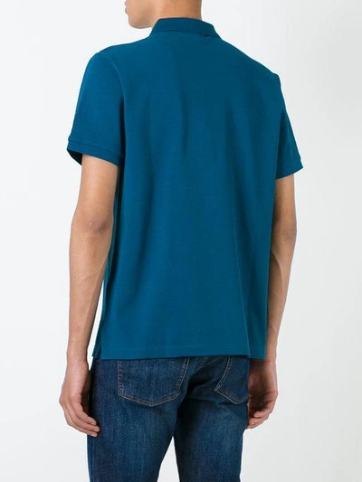 Shop Burberry Check Placket Cotton Piqué Polo Shirt In Blue