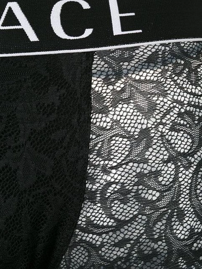 Shop Versace Lace Logo Waistband Boxer Shorts - Black
