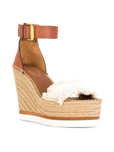 Shop See By Chloé Espadrille Wedge Sandals In Neutrals ,brown