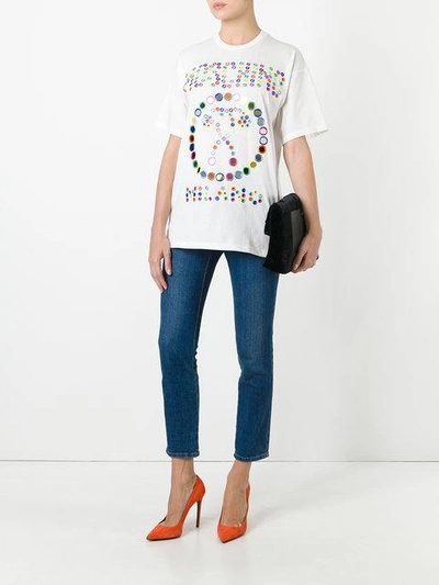 Shop Moschino Mirror Embroidered T-shirt