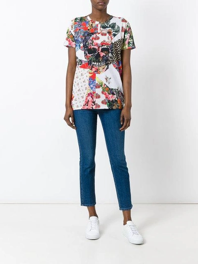Alexander Mcqueen White Floral Skull Classic T-shirt