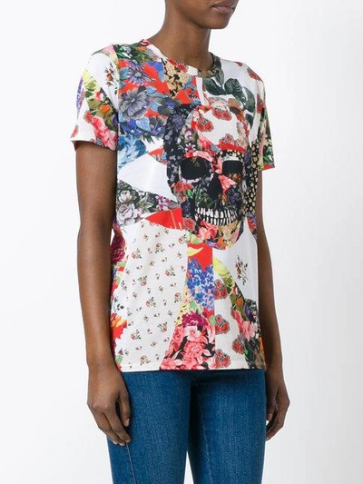 Alexander Mcqueen White Floral Skull Classic T-shirt