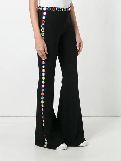 Shop Moschino Mirror Embroidered Flared Trousers