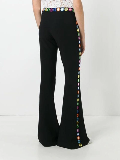 Shop Moschino Mirror Embroidered Flared Trousers