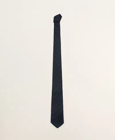 Mango Men's Silk Microstructure Stripes Tie In Blue