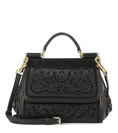 Dolce & Gabbana Sicily Mini Leather Crossbody Bag In Black