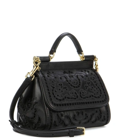 Shop Dolce & Gabbana Sicily Mini Leather Crossbody Bag In Black