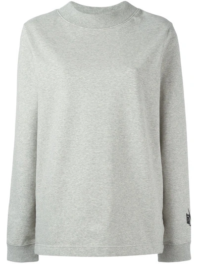Nike Lab Essentials Fleece Mock Neck Sweatshirt In Light Grey