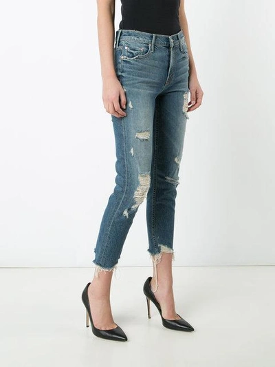 Shop Mother Ripped Cropped Jeans In Blue