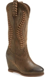 Ariat Nashville Western Wedge Boot In Dark Chocolate Leather