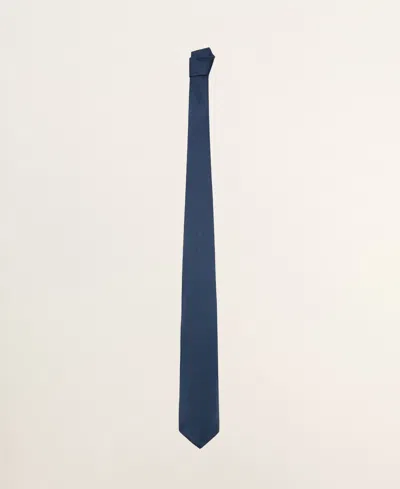 Mango Men's Solid Linen-silk-blend Tie In Blue