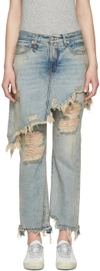 R13 Blue Double Classic Shredded Jeans