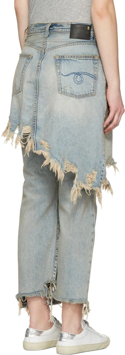 Shop R13 Blue Double Classic Shredded Jeans