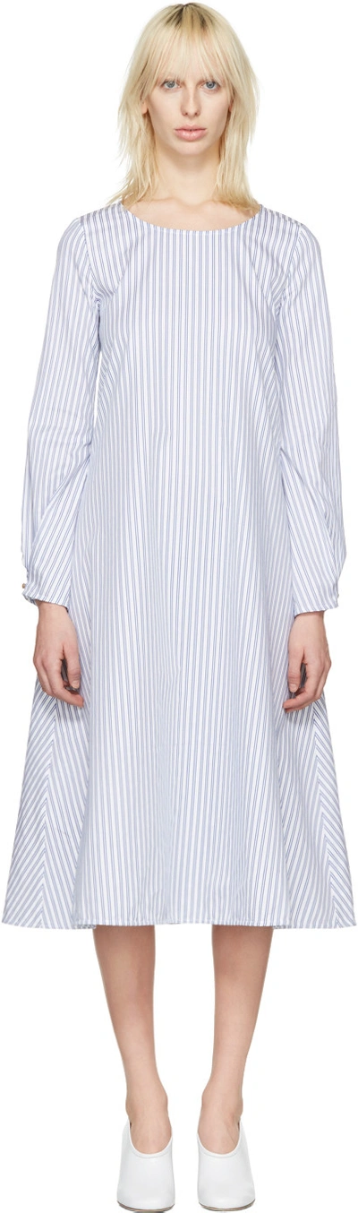 Jw Anderson White Striped Front Detail Dress