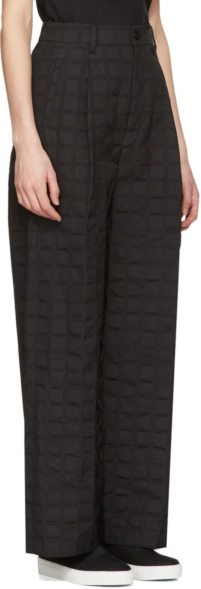 Shop Issey Miyake Black Crumpled Grid Trousers