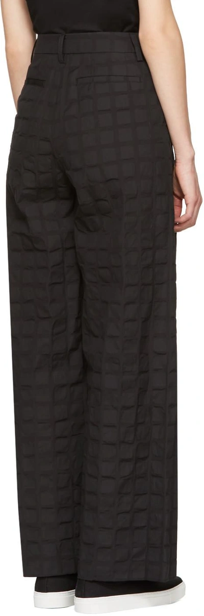 Shop Issey Miyake Black Crumpled Grid Trousers