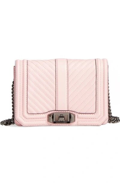 Shop Rebecca Minkoff Small Love Leather Crossbody Bag - Pink In Soft Blush/ Gunmetal