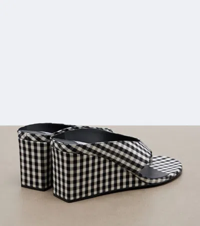Alaïa Cube Checkered Wedge Sandals In Black