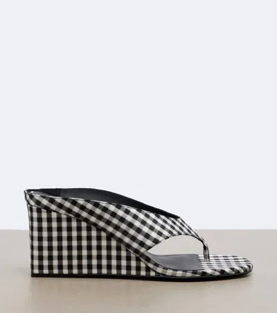 Alaïa Cube Checkered Wedge Sandals In Black