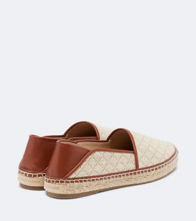 Manolo Blahnik Espadra Raffia-effect Espadrilles In Brown