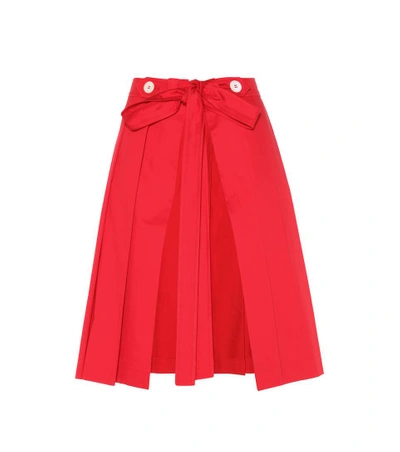 Miu Miu Pleated Cotton Skirt In Red