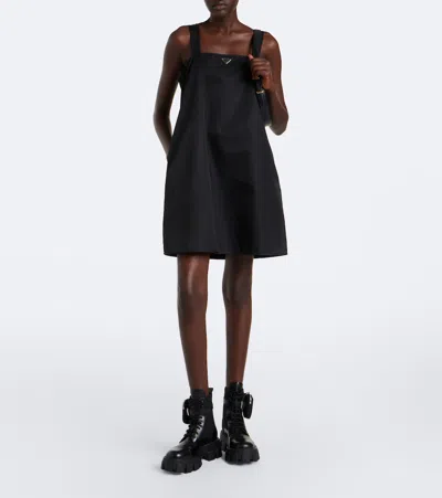 Prada Monolith Leather Ankle Boots In Black