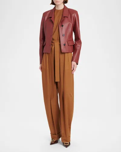 Ferragamo Cervo Single-breasted Leather Jacket