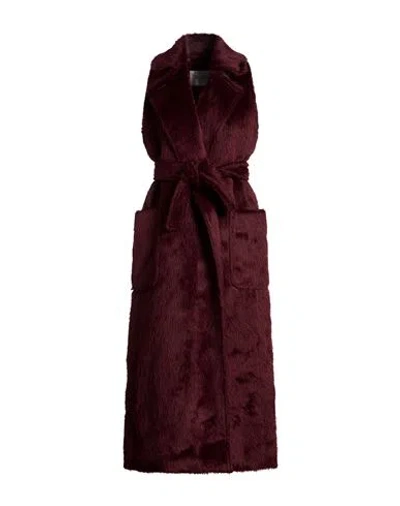 Max Mara Sleeveless Wool Coat In Burgundy