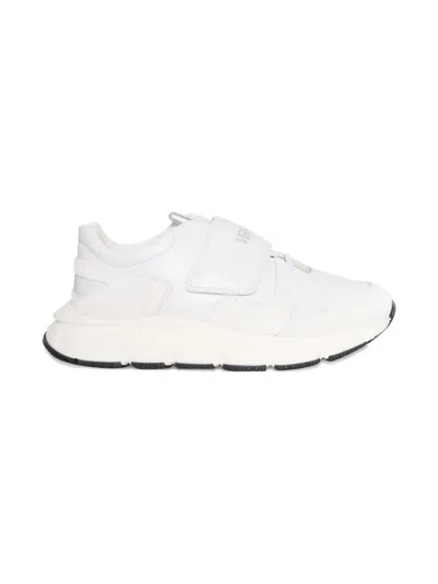 Versace Leather Strap Sneakers In White