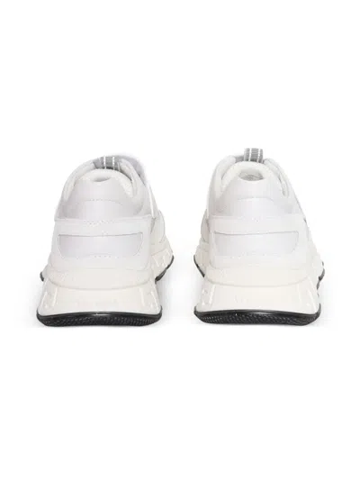 Versace Leather Strap Sneakers In White