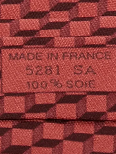 Pre-owned Hermes Geometric-pattern Tie In Red