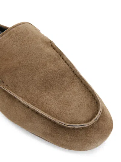Mansur Gavriel Moccasin Suede Mules In Brown