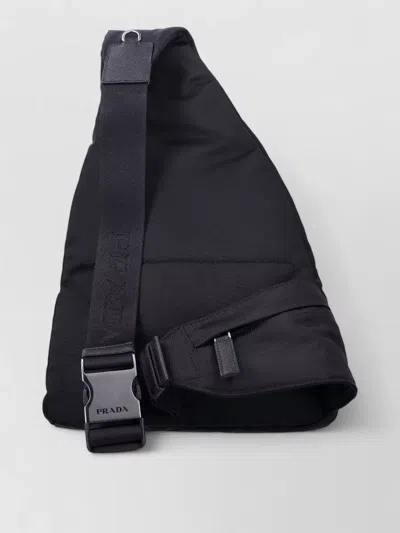 Prada Compact Crossbody Bag Adjustable Shoulder Strap In Black