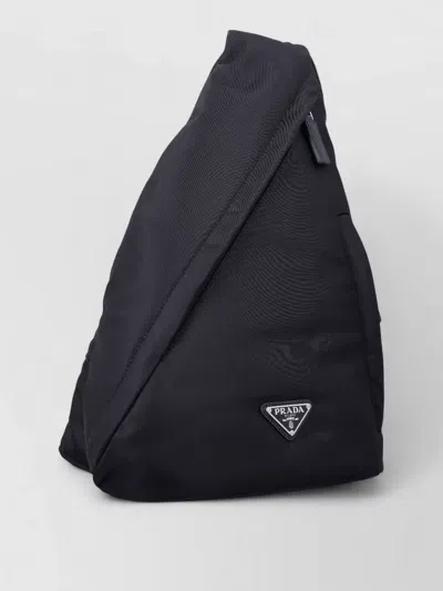Prada Compact Crossbody Bag Adjustable Shoulder Strap In Black