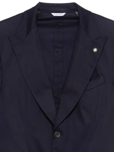 Manuel Ritz Peak-lapel Button-fastening Blazer In Blue