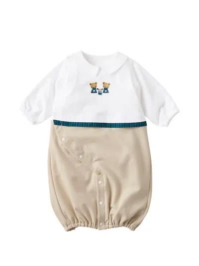 Familiar Bear-embroidered Romper In Multi