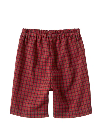 Familiar Check-pattern Trousers In Burgundy