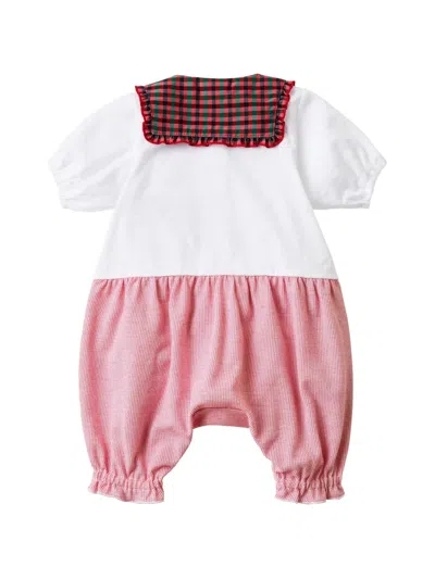 Familiar Checked-collar Bear-patch Shorties In White