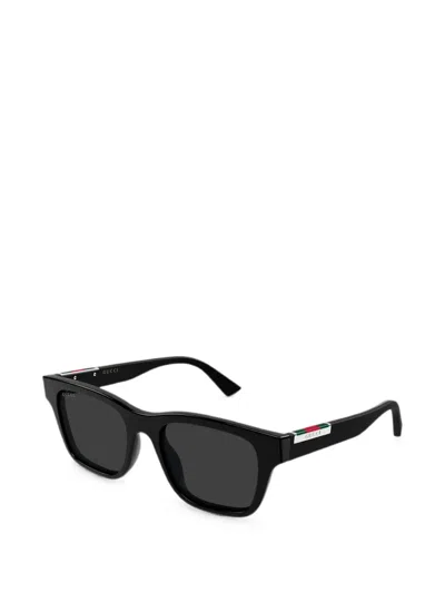 Gucci Web-stripe Square-frame Sunglasses In Black