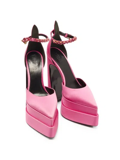 Pre-owned Versace Aevitas Double Platform Pumps In Pink