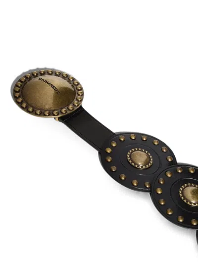 Dsquared2 Oversized Studded Leather Belt In Black