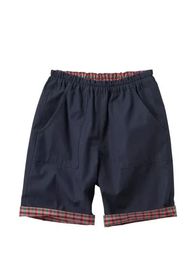 Familiar Check-pattern Reversible Trousers In Blue