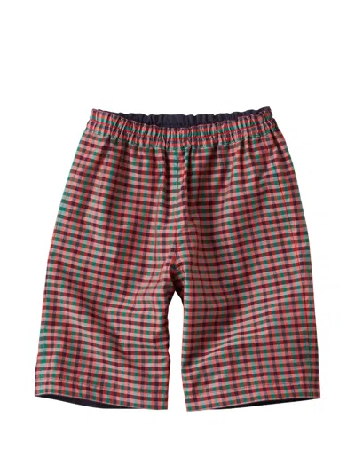 Familiar Check-pattern Reversible Trousers In Blue