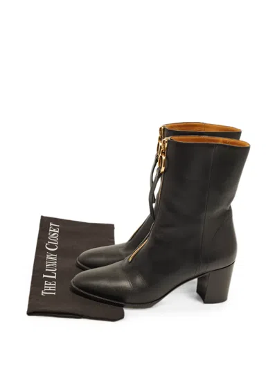 Pre-owned Dior Effrontee Leather Ankle Boots In Black