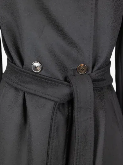 Max Mara Studio Belted Wool Coat In Blue
