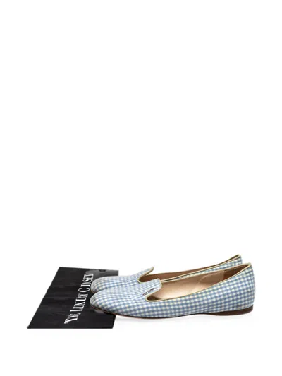 Pre-owned Prada Check Canvas Loafers In Blue