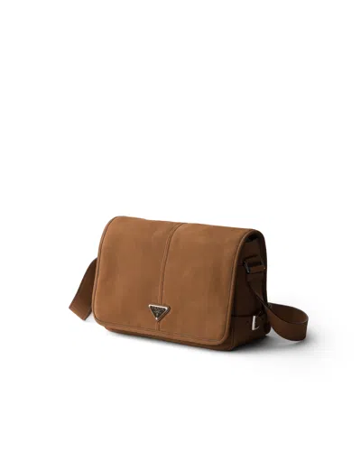 Prada Nubuck Leather Shoulder Bag In Purple