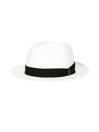 Borsalino Panama Straw Quito Medium Brim Hat, White/black