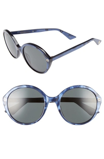 Gucci 54mm Round Sunglasses In Pearl Blue/ Grey