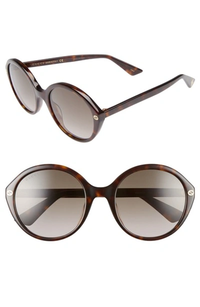 Gucci 54mm Round Sunglasses In Havana/ Brown